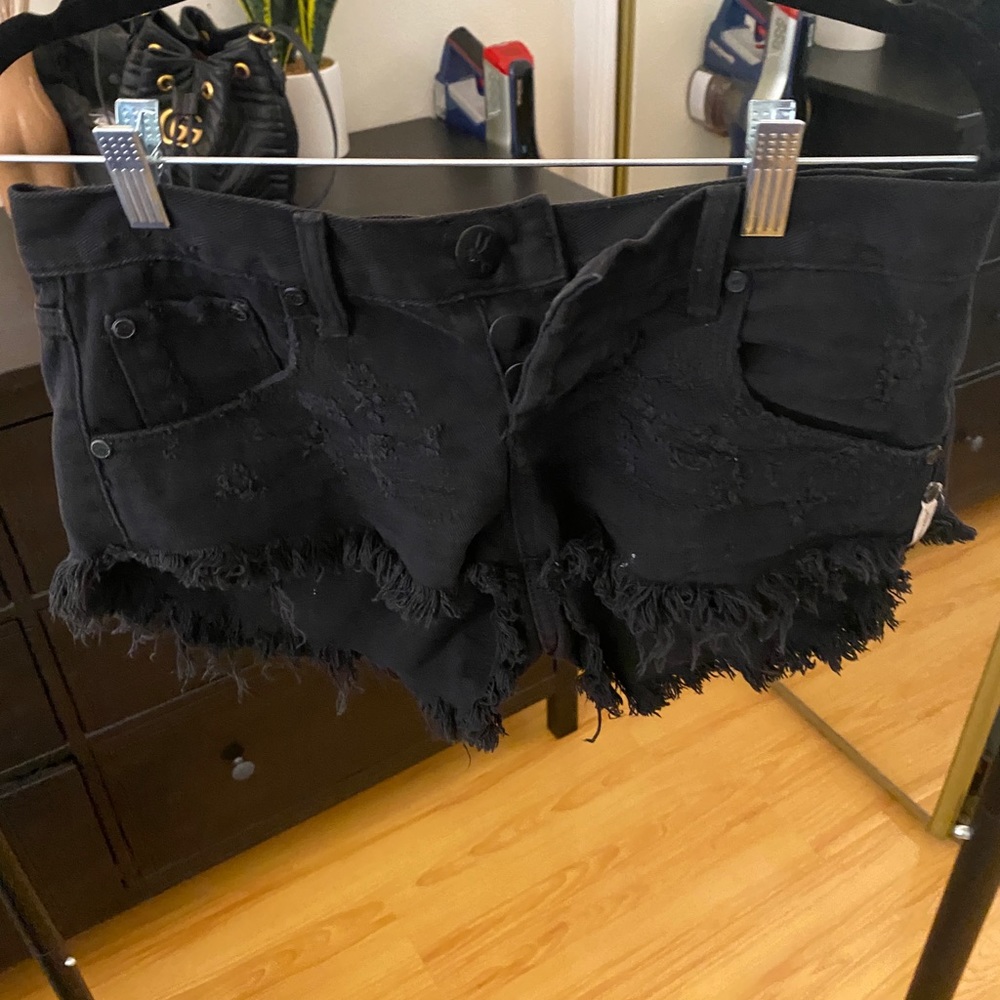 Black jean shorts